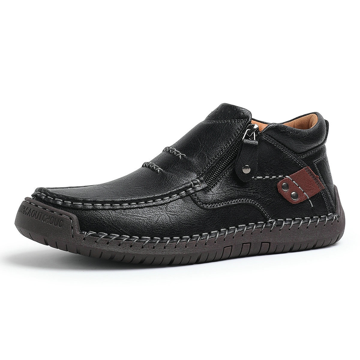 Men's Handmade Leather Boots with Arch Support & Wide Toe Box | Easy Zip Design - GARB