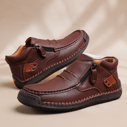 Men's Handmade Leather Boots with Arch Support & Wide Toe Box | Easy Zip Design - GARB