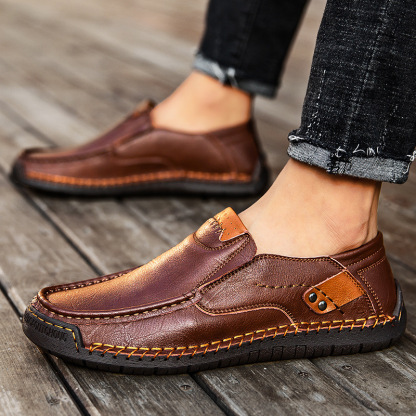 Men's Handmade Genuine Leather Slip-On Loafers by GARB