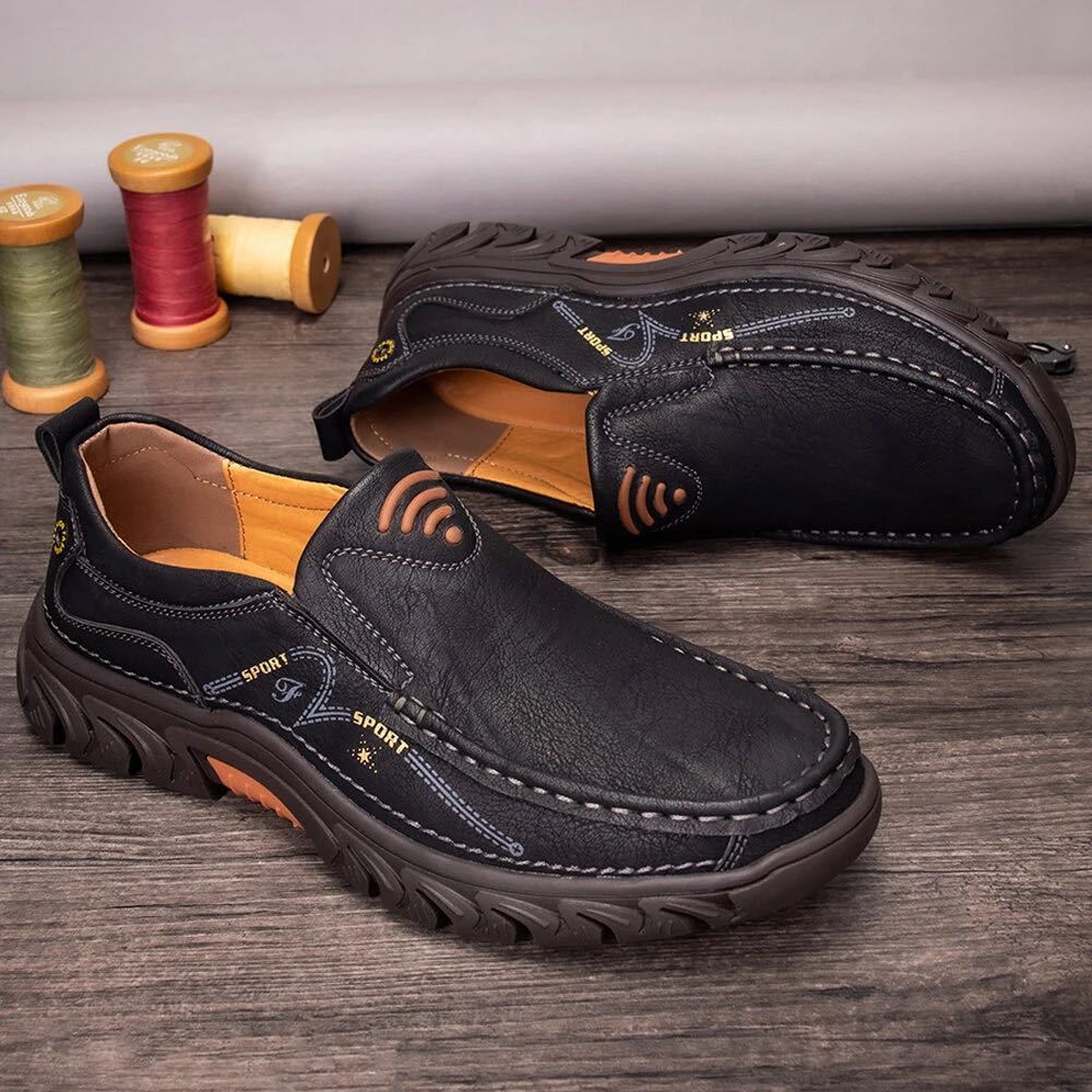 Men's handmade genuine leather orthopedic loafers
