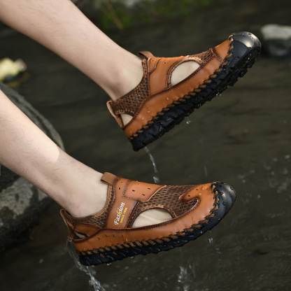 GARB  Men's handmade genuine leather ultra-light slip-on shoes