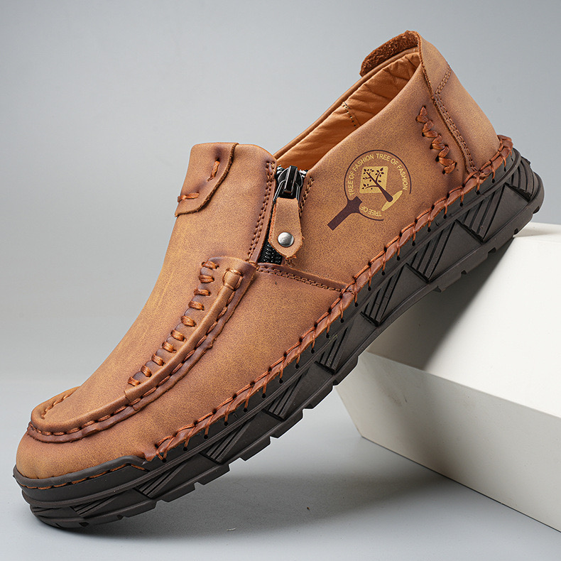 GARB Premium Leather Loafers - Arch Support, Shock Absorption, Easy Side Zip