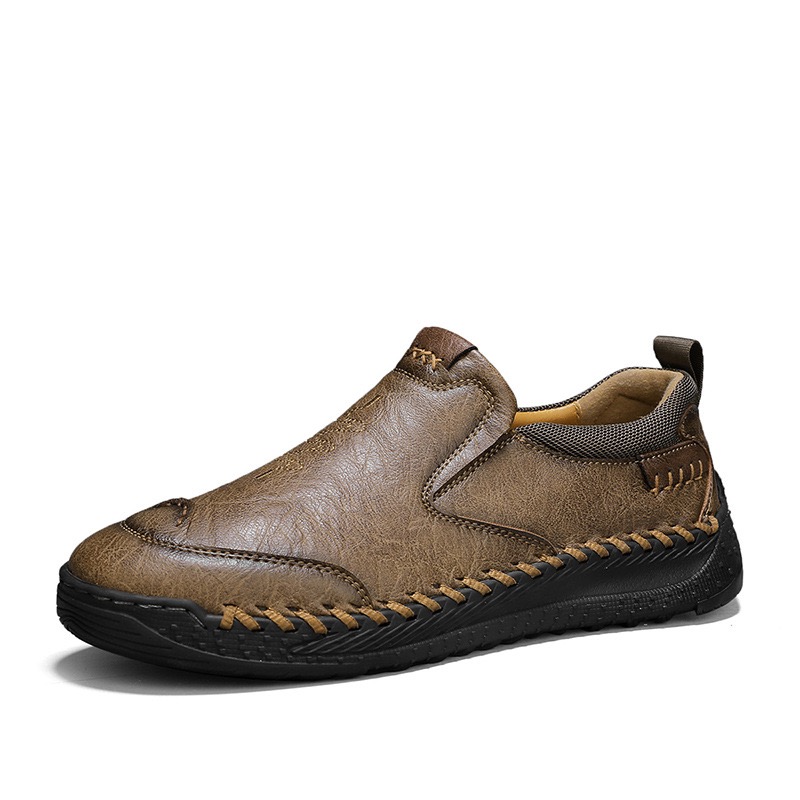 Men Orthopedic Leather Loafers - Wide Toe Box, Slip-On Comfort