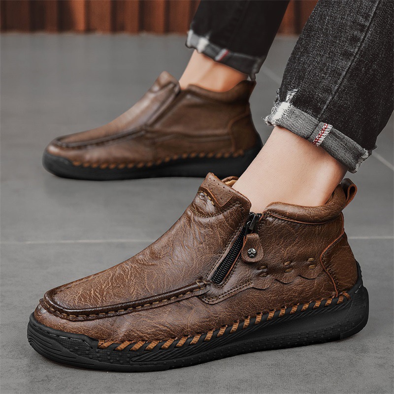mens handmade genuine leather orthopedic boots