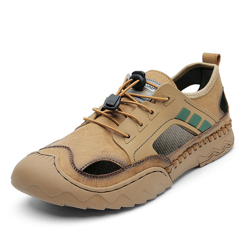 Men's comfortable genuine leather handmade breathable sandals