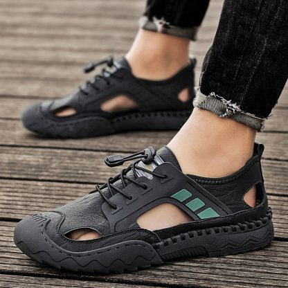 Men's comfortable genuine leather handmade breathable sandals