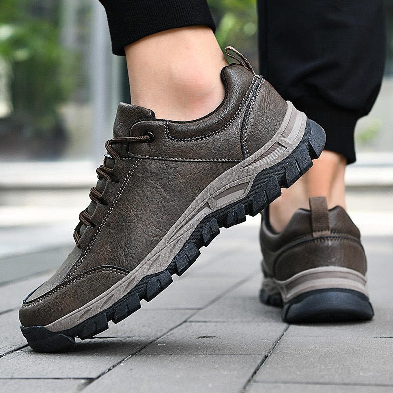 Men's Genuine Leather Sneakers - Arch Support, Shock-Absorbing Comfort