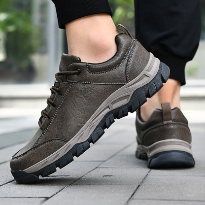 Men's Genuine Leather Sneakers - Arch Support, Shock-Absorbing Comfort