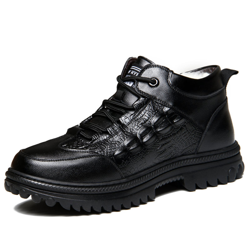 Men's Leather Boots - Wool Lining, Arch Support, Wide Toe, Slip-Resistant