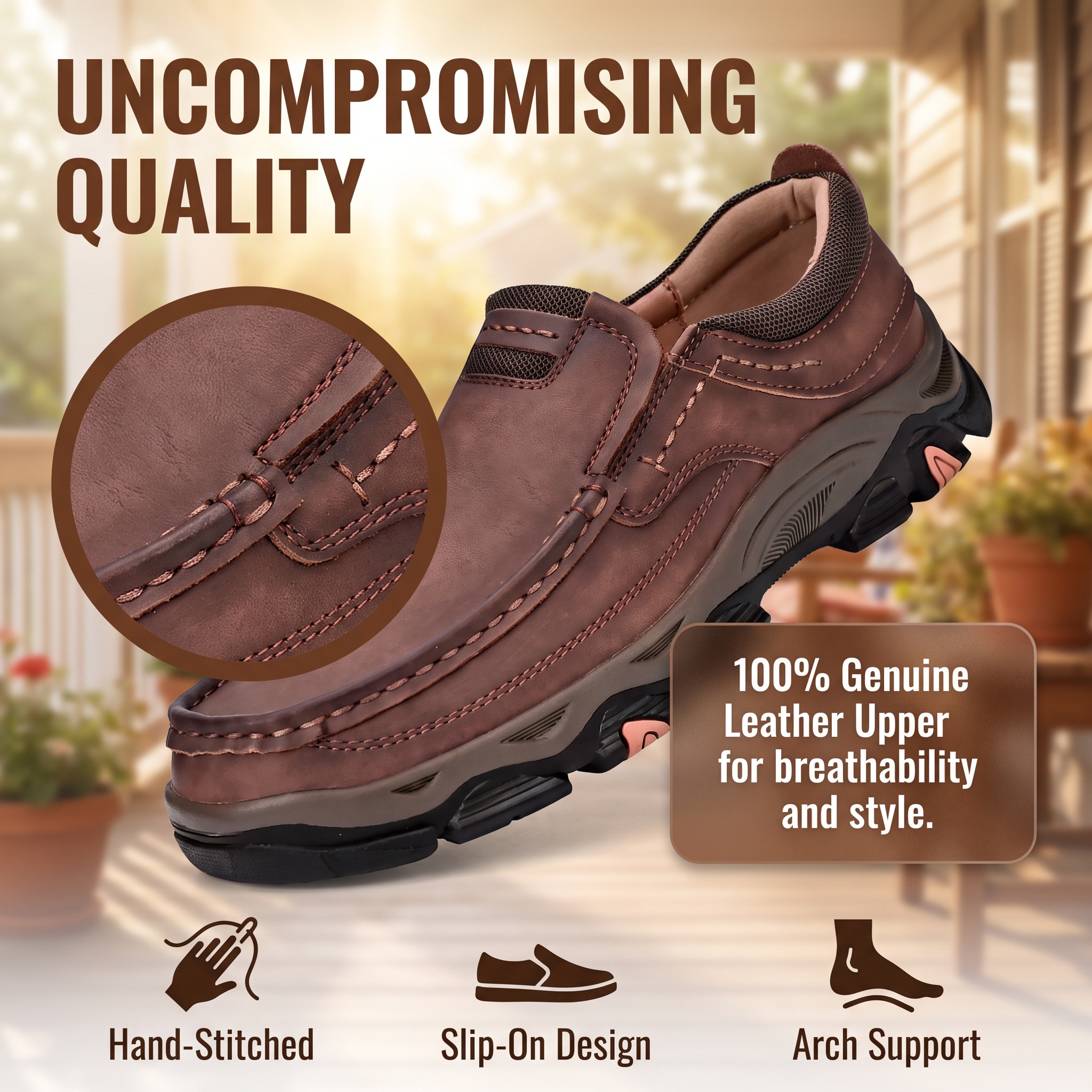 ⏰Last Day! 45% OFF  🔥GARB® Men’s Outdoor Hand Sewn Slip-On Full Grain Leather Casual Shoes