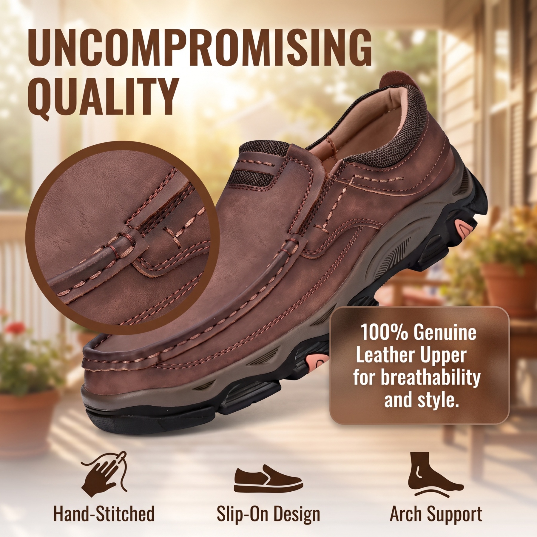 ⏰Last Day! 45% OFF  🔥GARB® Men’s Outdoor Hand Sewn Slip-On Full Grain Leather Casual Shoes
