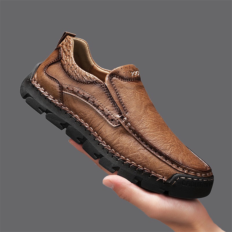 GARB Men's Handcrafted Cowhide Orthopedic Loafers-Wide Toe Box