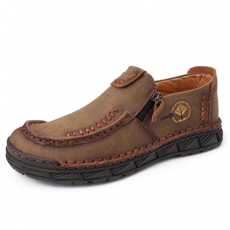GARB Premium Leather Loafers - Arch Support, Shock Absorption, Easy Side Zip