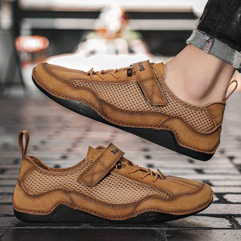 Men's Breathable Leather Orthopedic Shoes – Hand-Stitched, Non-Slip