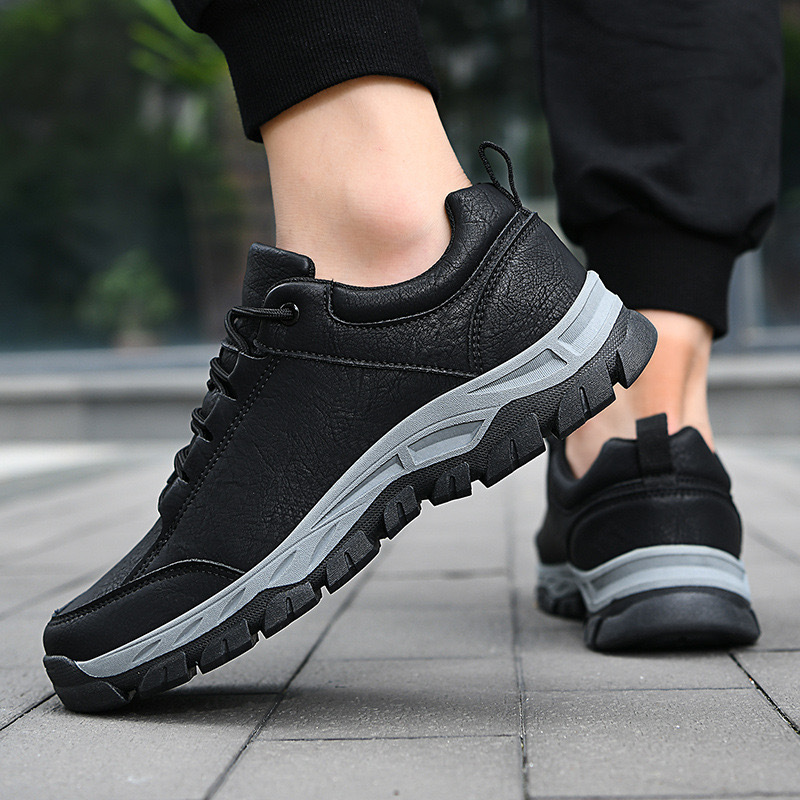 Men's Genuine Leather Sneakers - Arch Support, Shock-Absorbing Comfort