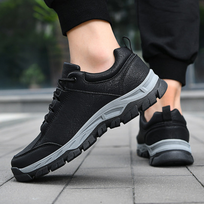 Men's Genuine Leather Sneakers - Arch Support, Shock-Absorbing Comfort