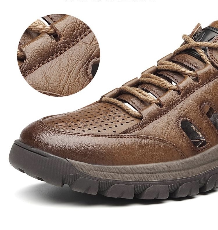 GARB Men's handmade cowhide porous breathable shoes