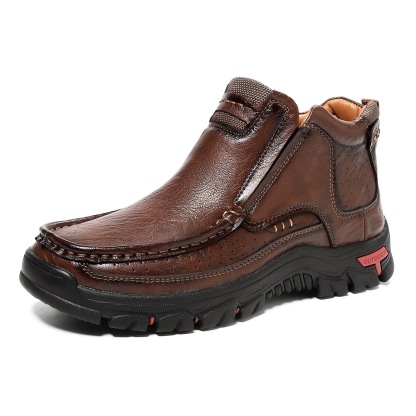 TREADVALE®Men’s Outdoor Hand Sewn Slip-On Full Grain Leather Boots