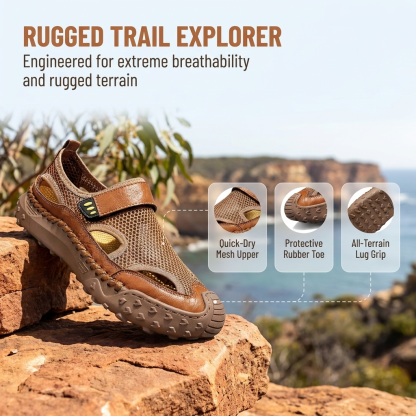 ⏰Last Day! 45% OFF  🔥 GARB®Men's  Handmade Cowhide Breathable Mesh Walking Sandals