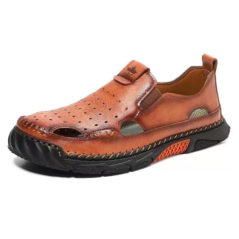 mens handmade cowhide orthopedic beathable walking shoes