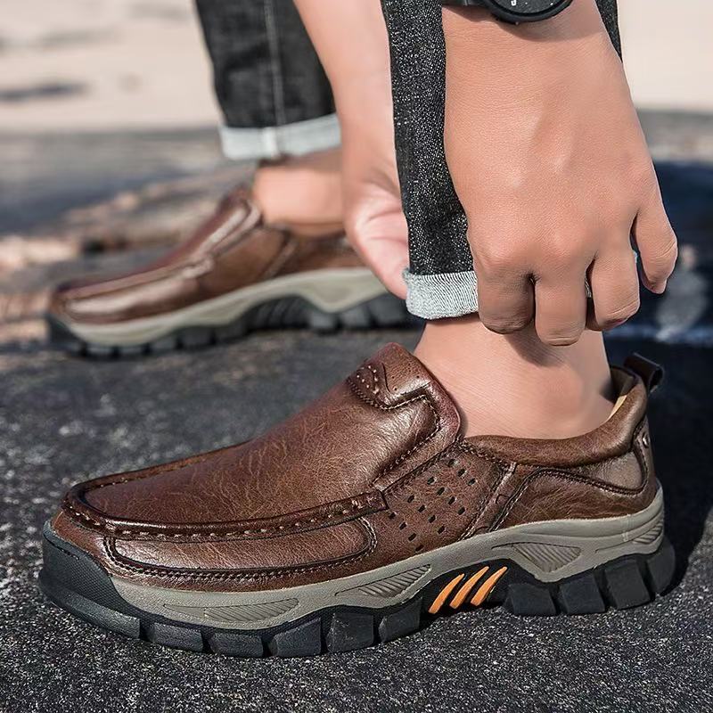 mens handmade genuine leather orthopedic walking shoes