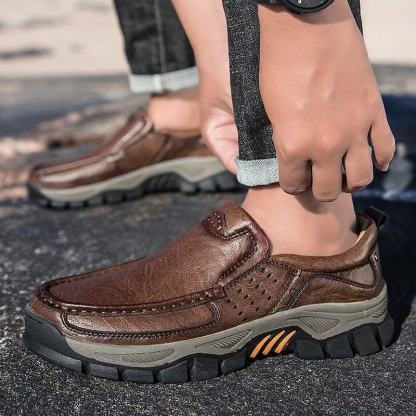 mens handmade genuine leather orthopedic walking shoes