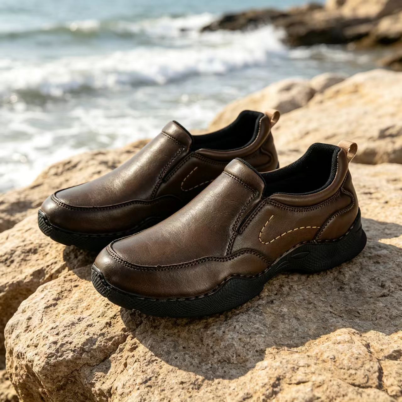 ⏰Last Day! 45% OFF  🔥GARB®Men's Mid Top Cowhide Slip On Outdoor Boots