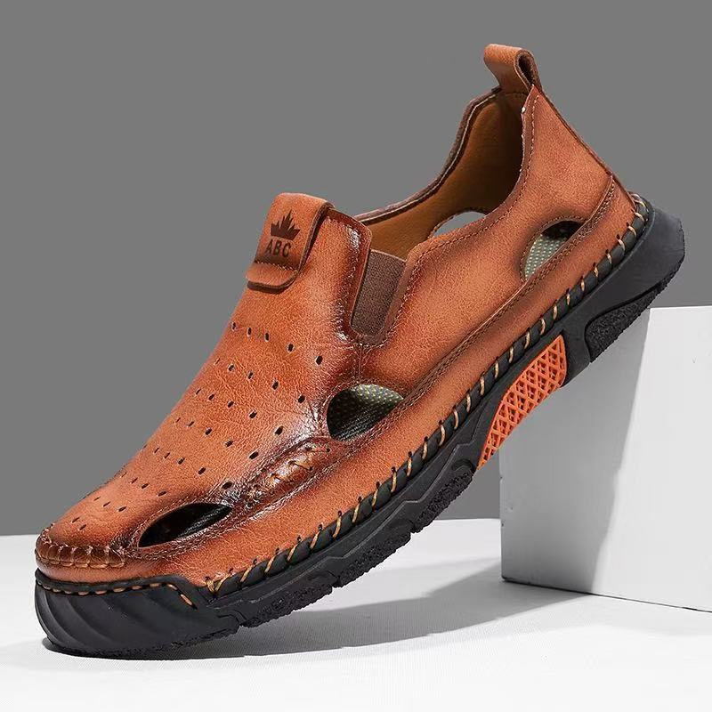 mens handmade cowhide orthopedic beathable walking shoes