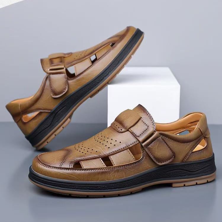 ⏰Last Day! 45% OFF  🔥GARB®Men's Handmade Genuine Leather Breathable Orthopedic Slip-on Sandals