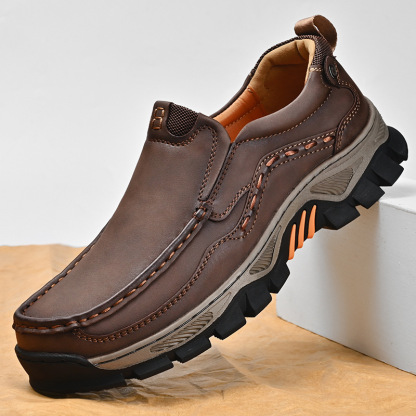 Men's Handcrafted Wide Toe Loafers | Arch Support Leather Shoes