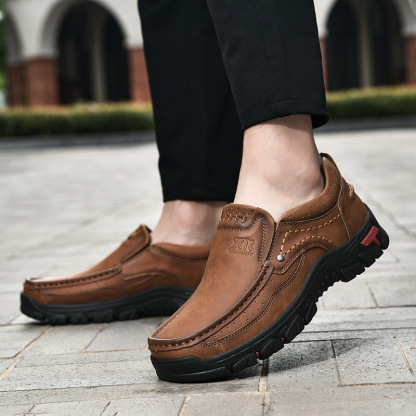 Men's Handcrafted Wide Toe Outdoor Loafers | Arch Support Leather Shoes