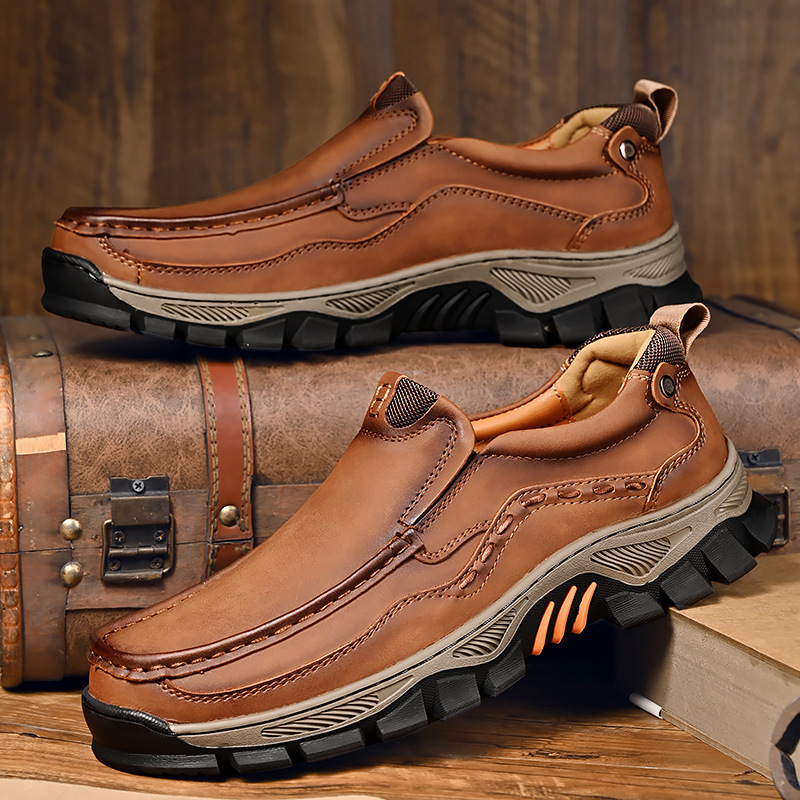 Men's Handcrafted Wide Toe Loafers | Arch Support Leather Shoes