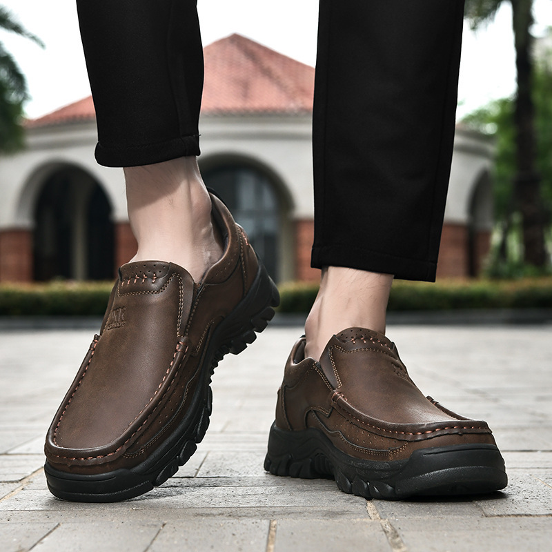 Men's Handcrafted Wide Toe Outdoor Loafers | Arch Support Leather Shoes