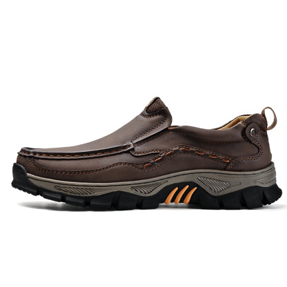 Men's Handcrafted Wide Toe Loafers | Arch Support Leather Shoes