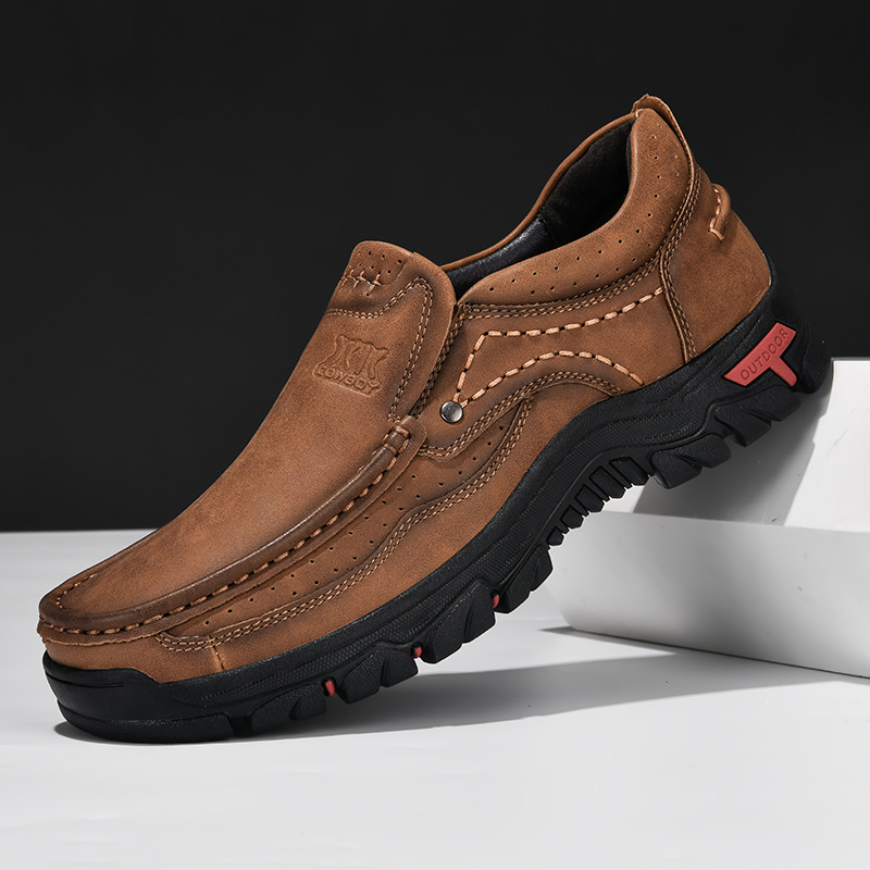 Men's Handcrafted Wide Toe Outdoor Loafers | Arch Support Leather Shoes