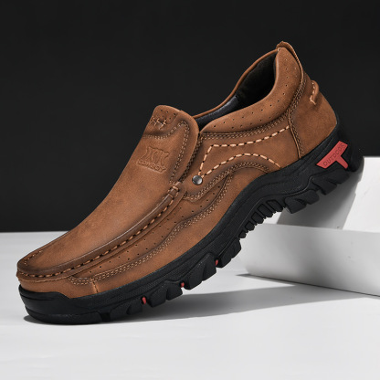 Men's Handcrafted Wide Toe Outdoor Loafers | Arch Support Leather Shoes