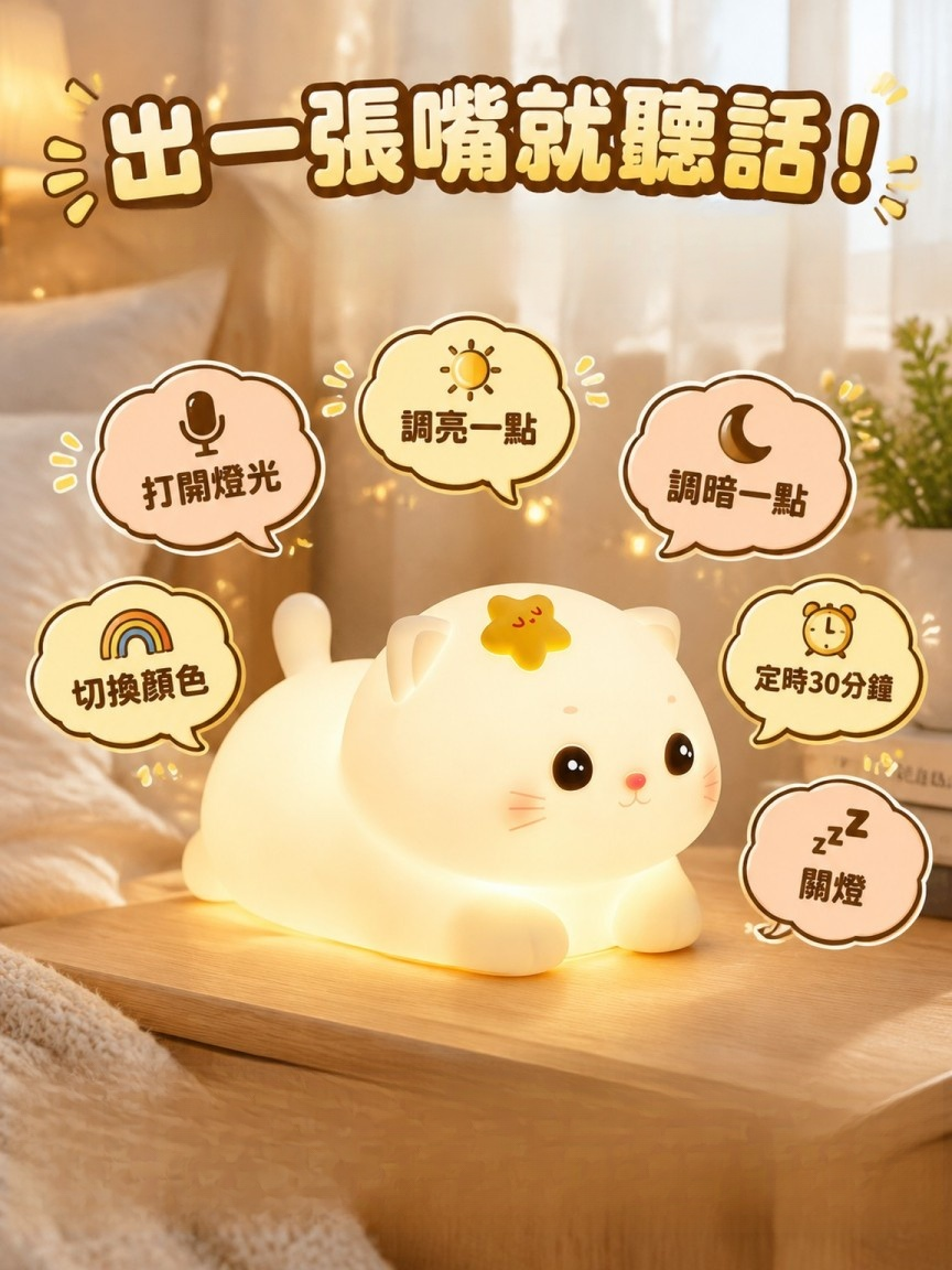 【狂捏秒解壓】辦公桌神物！Ｑ彈麻糬星星貓拍拍燈