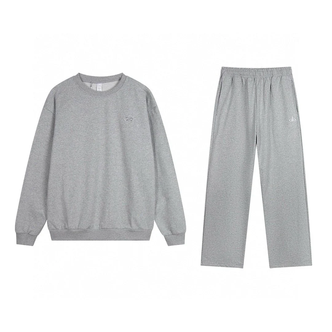 alo ロゴ入りセットアップ｜クルーネックスウェット＆ストレートパンツ 上下2点セット・全4色
