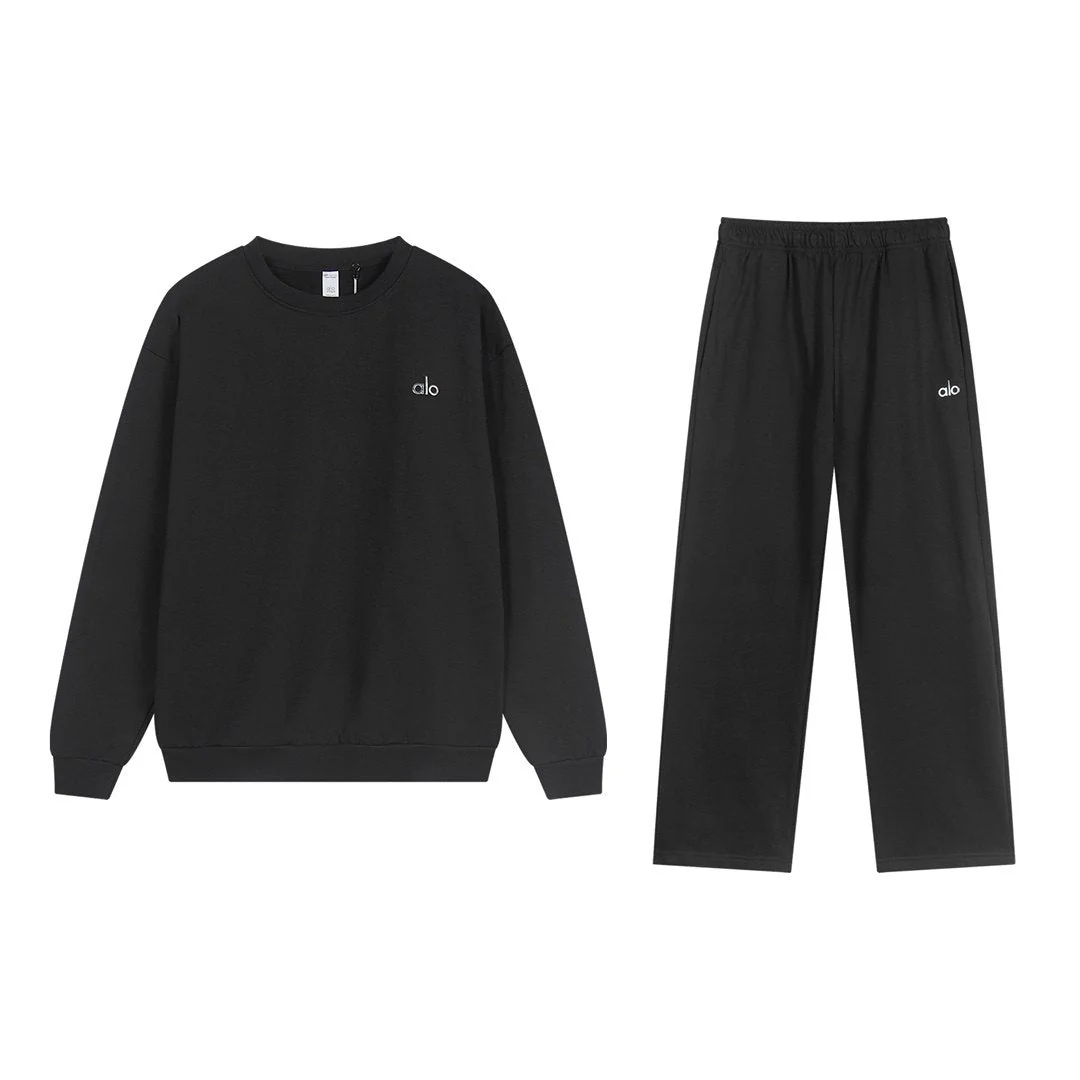 alo ロゴ入りセットアップ｜クルーネックスウェット＆ストレートパンツ 上下2点セット・全4色