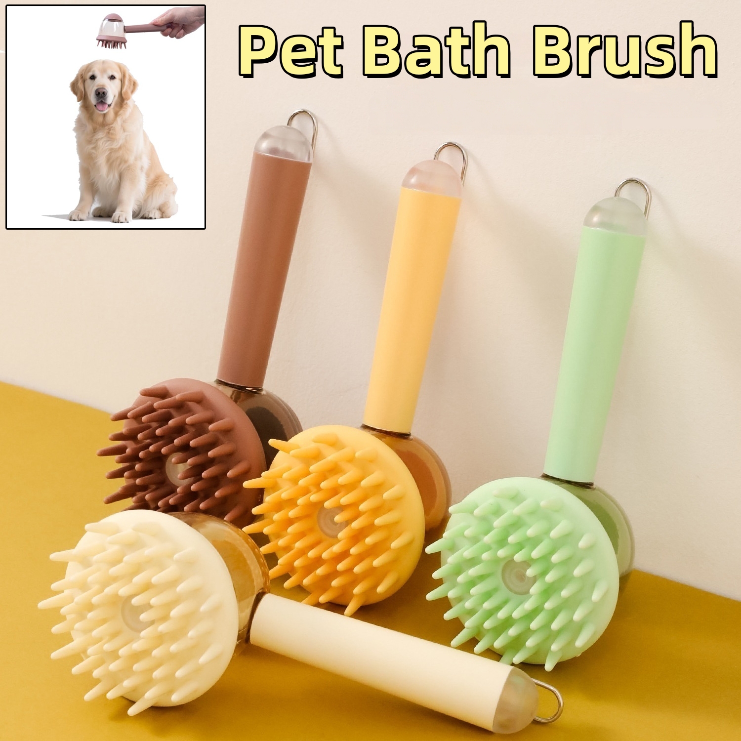 3-in-1 Pet Bath Brush for Dogs & Cats
