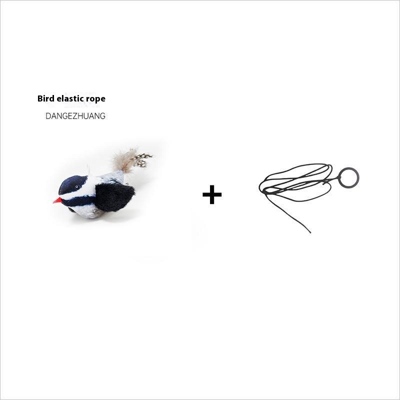 Interactive Hanging Bird Sound Plush Toy for Cats – Simulation Chirping Pet Toy with Elastic String