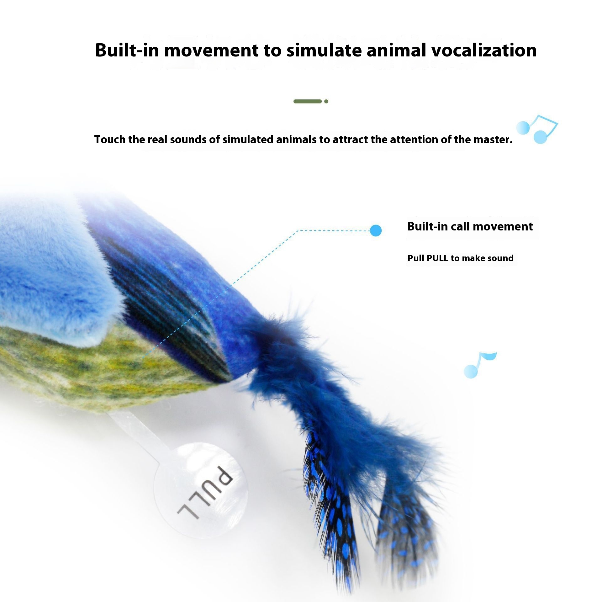 Interactive Hanging Bird Sound Plush Toy for Cats – Simulation Chirping Pet Toy with Elastic String