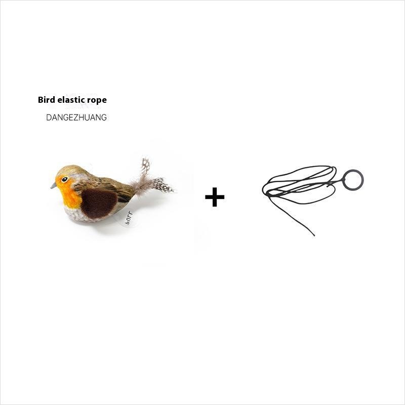 Interactive Hanging Bird Sound Plush Toy for Cats – Simulation Chirping Pet Toy with Elastic String