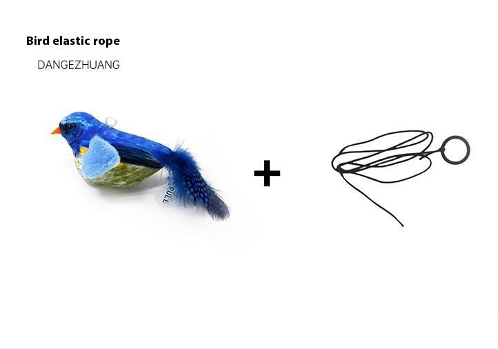 Interactive Hanging Bird Sound Plush Toy for Cats – Simulation Chirping Pet Toy with Elastic String