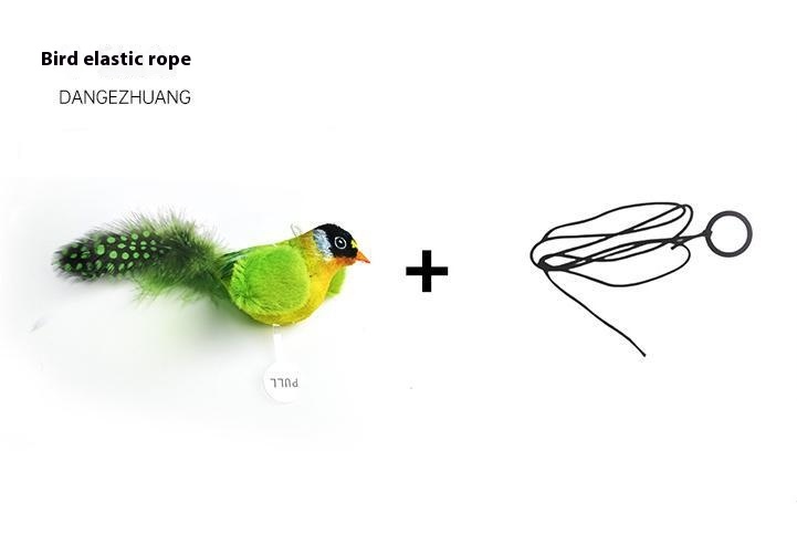 Interactive Hanging Bird Sound Plush Toy for Cats – Simulation Chirping Pet Toy with Elastic String