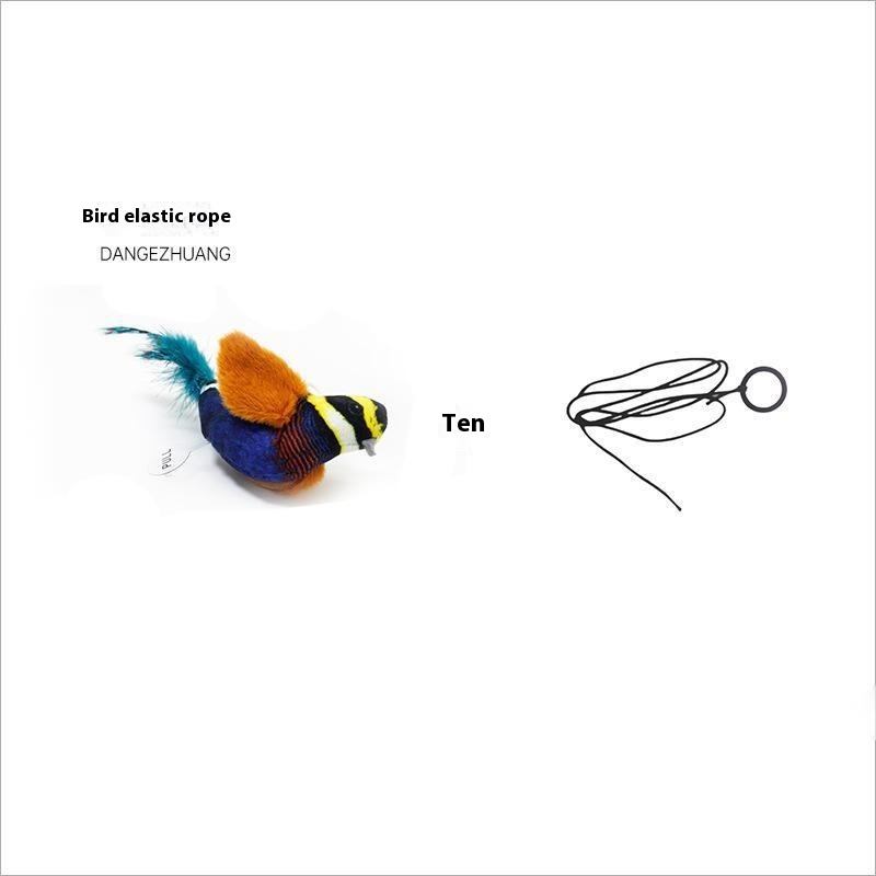 Interactive Hanging Bird Sound Plush Toy for Cats – Simulation Chirping Pet Toy with Elastic String