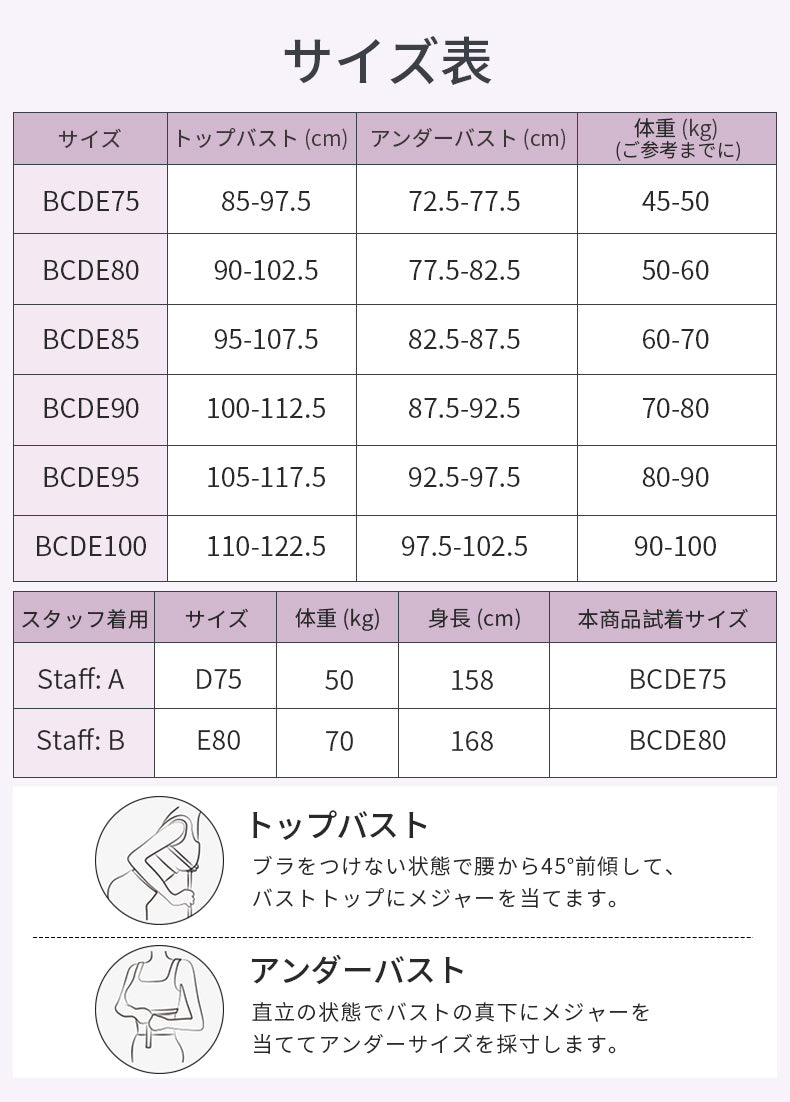大きいサイズブラ サイズ表 ヴェーミア