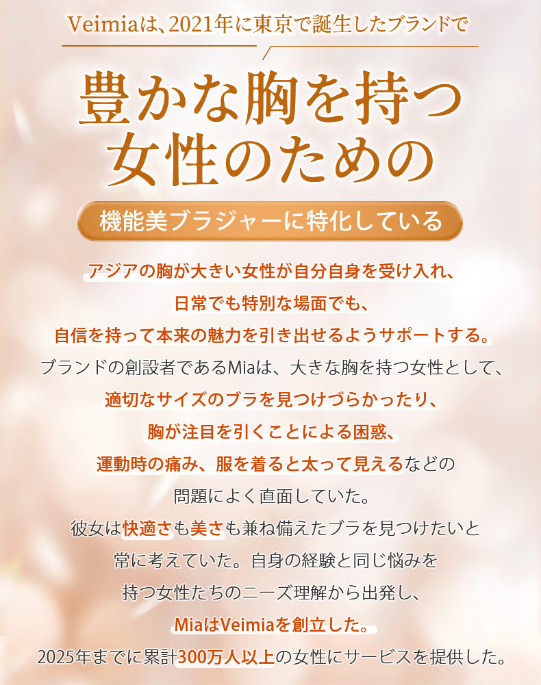 胸を小さく見せるブラ 豊かな胸を持つ女性のため VEIMIA