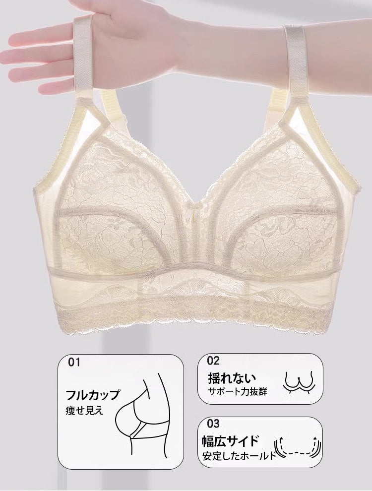 胸を小さくするブラ 可愛いレース VEIMIA