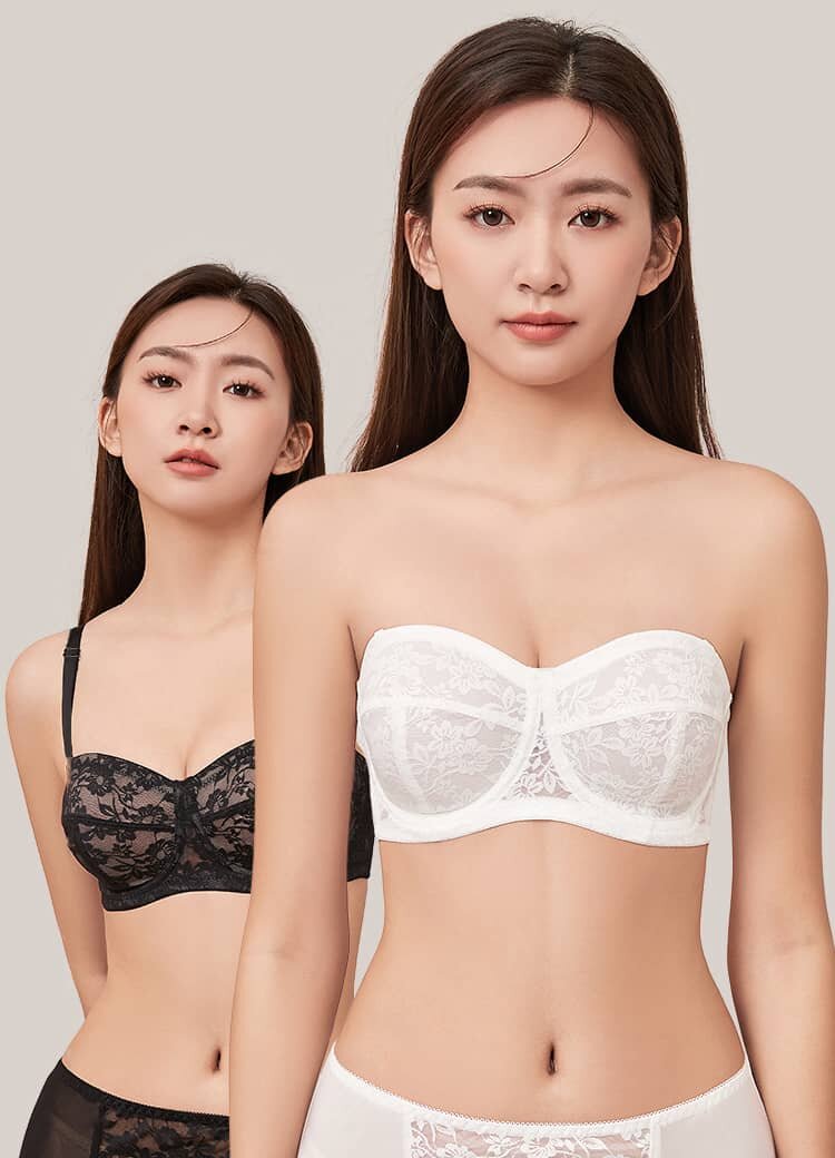 ストラップレスブラ 花柄レース
